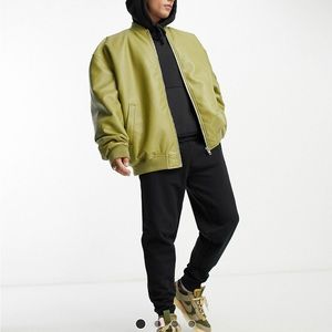 ASOS DESIGN extreme oversized faux leather jacket in green